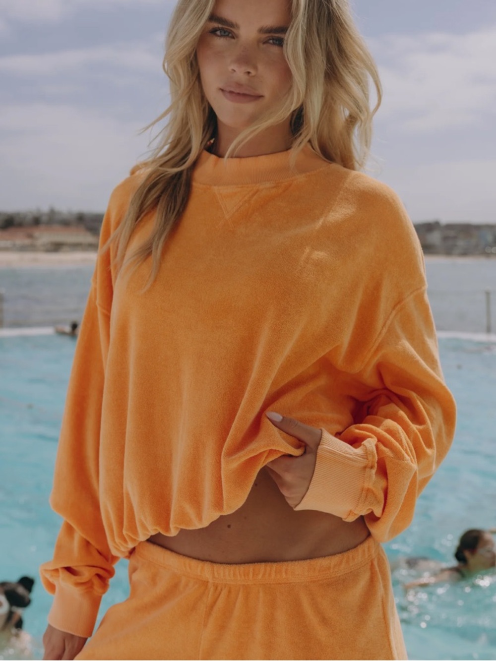 Daily Drills Terry Crewneck Set XS/S & Micro shorts M/L - Sunbleached Tajin NWT